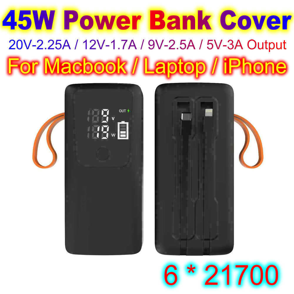 Battery Case Storage - 45W Power Bank Shell 21700 Battery